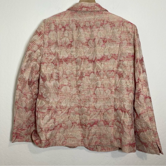 Habella Women’s L Vintage Pink Floral Metallic Blazer Jacket V Neck Y2K - Picture 6 of 9